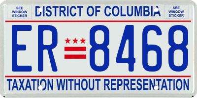 DC license plate ER8468