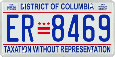 DC license plate ER8469