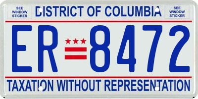 DC license plate ER8472