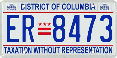 DC license plate ER8473