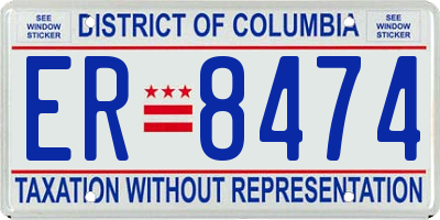 DC license plate ER8474