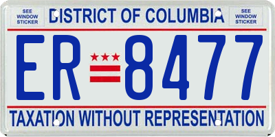 DC license plate ER8477