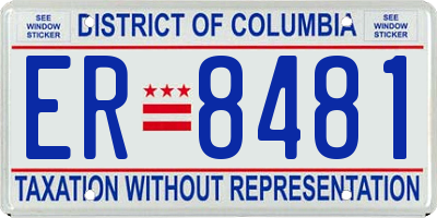 DC license plate ER8481