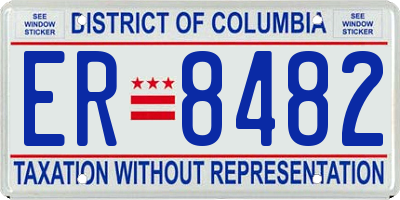 DC license plate ER8482