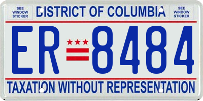 DC license plate ER8484