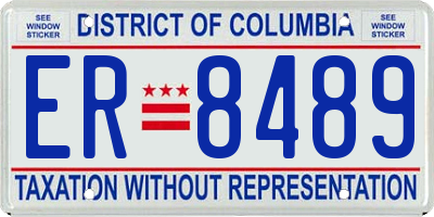 DC license plate ER8489