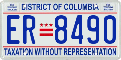 DC license plate ER8490