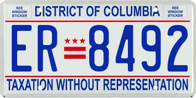 DC license plate ER8492