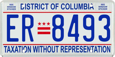 DC license plate ER8493