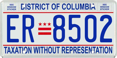 DC license plate ER8502