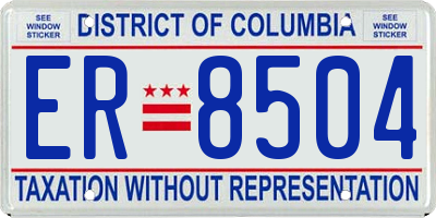 DC license plate ER8504