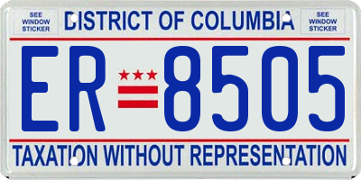 DC license plate ER8505