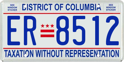 DC license plate ER8512