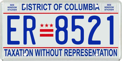 DC license plate ER8521