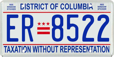 DC license plate ER8522