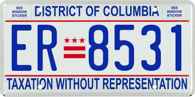 DC license plate ER8531