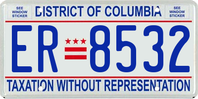 DC license plate ER8532