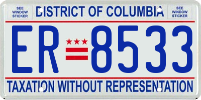 DC license plate ER8533