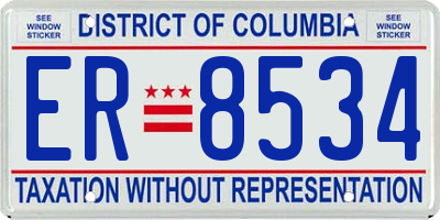 DC license plate ER8534