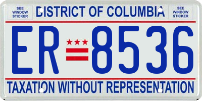 DC license plate ER8536