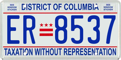 DC license plate ER8537