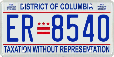 DC license plate ER8540