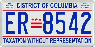 DC license plate ER8542