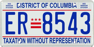 DC license plate ER8543