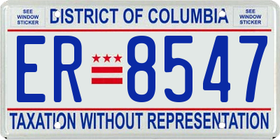DC license plate ER8547