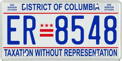 DC license plate ER8548