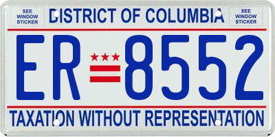 DC license plate ER8552