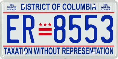DC license plate ER8553