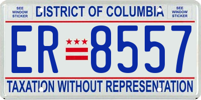 DC license plate ER8557