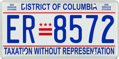 DC license plate ER8572