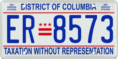 DC license plate ER8573
