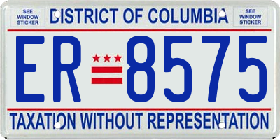 DC license plate ER8575