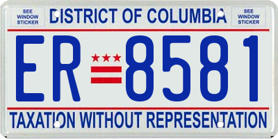 DC license plate ER8581