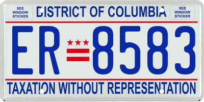 DC license plate ER8583