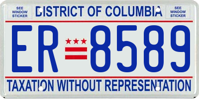 DC license plate ER8589