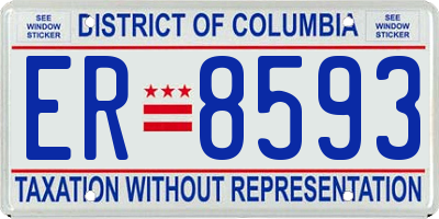 DC license plate ER8593