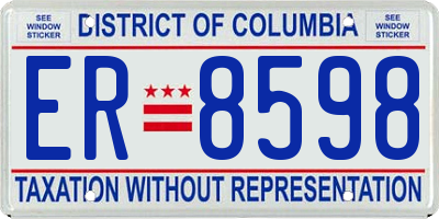 DC license plate ER8598