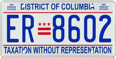 DC license plate ER8602