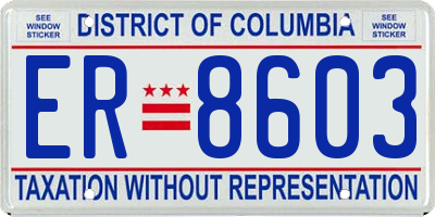 DC license plate ER8603
