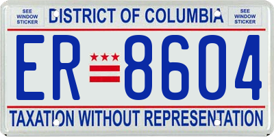 DC license plate ER8604