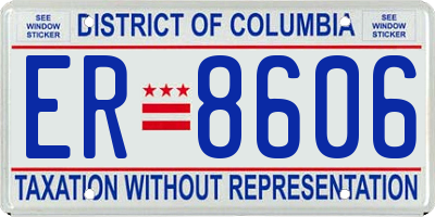 DC license plate ER8606