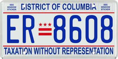 DC license plate ER8608