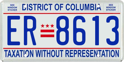 DC license plate ER8613