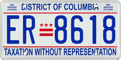 DC license plate ER8618