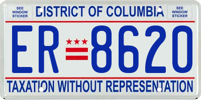DC license plate ER8620