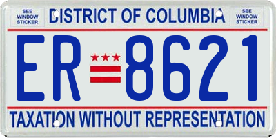 DC license plate ER8621